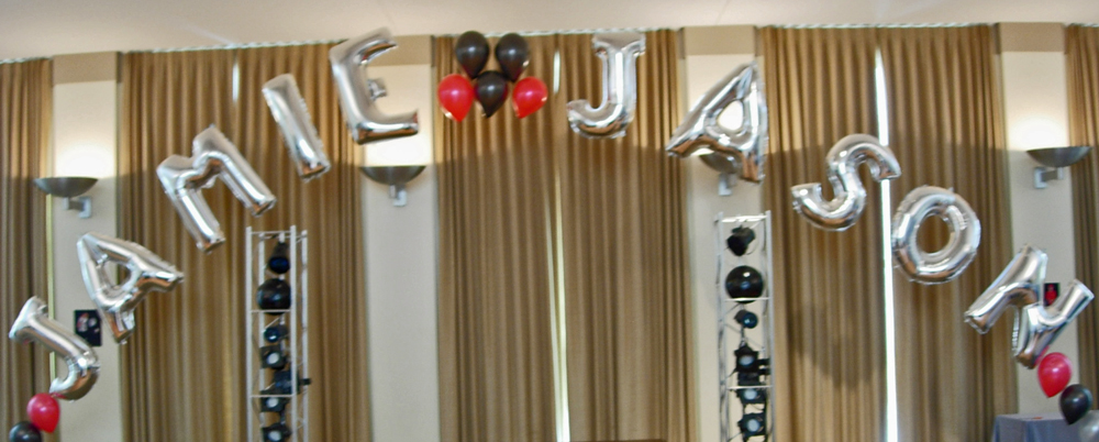 We got a call and delivered our first double name balloon arch spelled out
