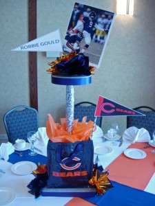 Chicago Bear Theme Two Level Centerpiece
